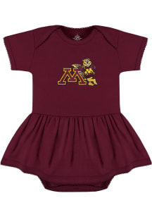 Baby Girls Maroon Minnesota Golden Gophers Picot Short Sleeve Dress