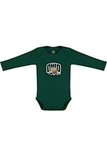 Ohio Bobcats Baby Green Primary Logo Long Sleeve One Piece