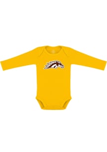 Baby Yellow Western Michigan Broncos Primary Logo Long Sleeve One Piece