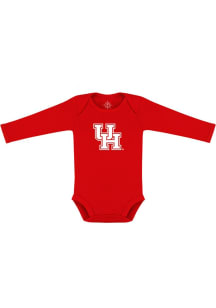 Houston Cougars Baby Red Primary Logo Long Sleeve One Piece