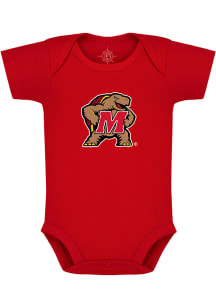 Baby Red Maryland Terrapins Primary Logo Design Short Sleeve One Piece