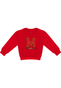 Toddler Red Maryland Terrapins Primary Logo Long Sleeve Crew Sweatshirt