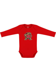 Baby Red Maryland Terrapins Primary Logo Long Sleeve One Piece