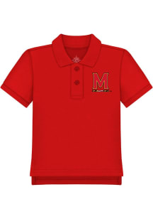 Baby Red Maryland Terrapins Primary Logo Short Sleeve One Piece Polo