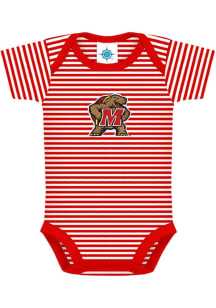 Baby Red Maryland Terrapins Stripe Short Sleeve One Piece