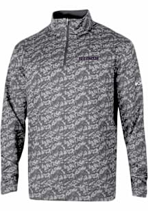 Columbia Illinois Fighting Illini Mens Grey Heat Seal Printed Wickham Hills Long Sleeve Qtr Zip Pu..