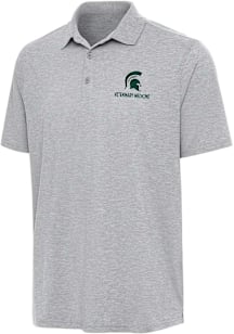 Antigua Michigan State Spartans Mens Grey Par 3 Medicine Short Sleeve Polo