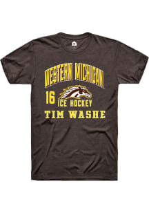 Tim Washe Rally Mens Brown Western Michigan Broncos NIL Arch Logo Player T Shirt