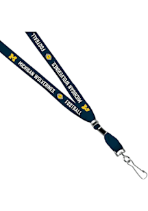 Jardine Michigan Wolverines 3/8 Football Sublimated w/Swivel Hook Lanyard - Navy Blue