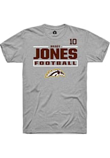 Brady Jones Western Michigan Broncos Grey Football NIL Stacked Box Short Sleeve Player T Shirt