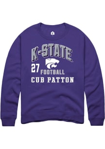 Cub Patton Rally Mens Purple K-State Wildcats NIL Arch Logo Player Crew