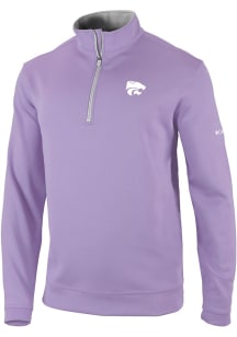 Mens K-State Wildcats Lavender Columbia Heat Seal Omni Wick Wickhams Hills Qtr Zip Pullover
