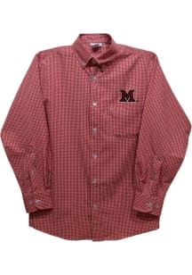 Vive La Fete Miami RedHawks Youth Red Gingham Long Sleeve Polo