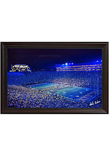 Michigan Wolverines M Club Banner Blue Glow in Stadium View Picture Frame - Brown