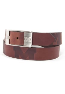 Leather Brandish Michigan Wolverines Mens Belt - Brown
