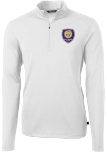 Cutter and Buck Orlando City SC Mens White Virtue Eco Pique Big and Tall Qtr Zip
