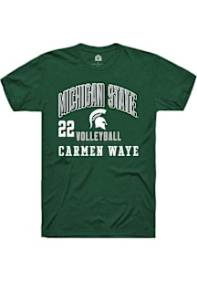 Carmen Waye Michigan State Spartans Green NIL Arch Logo Short Sleeve Player T Shirt