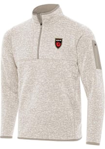 Antigua Phoenix Rising FC Mens Oatmeal Fortune Long Sleeve Qtr Zip Pullover