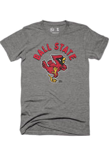 Ball State Cardinals Grey Vintage Short Sleeve Fashion T Shirt