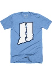 Indiana State Sycamores Blue State Shape Short Sleeve Fashion T Shirt