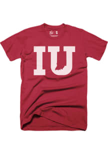 Indiana Hoosiers Red State Shape Short Sleeve Fashion T Shirt