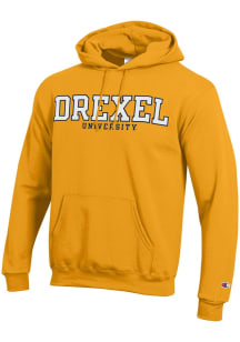 Mens Drexel Dragons Gold Champion Powerblend Hooded Sweatshirt