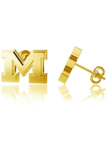 Logo Michigan Wolverines Womens Earrings - Gold