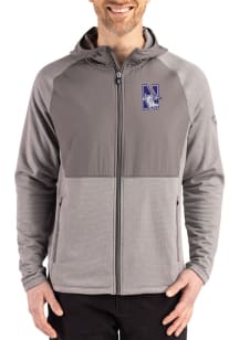 Mens Northwestern Wildcats Graphite Cutter and Buck Peshastin Long Sleeve Full Zip Jacket