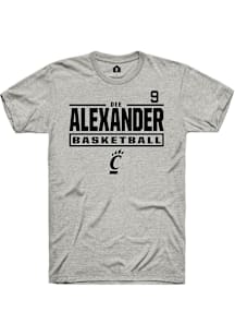 Dee Alexander Cincinnati Bearcats Ash NIL Stacked Box Short Sleeve Player T Shirt