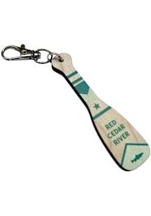 Red Cedar River Wooden Paddle Keychain - Green