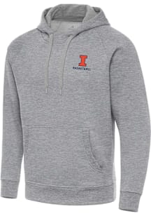 Antigua Illinois Fighting Illini Mens Grey Victory Basketball Long Sleeve Hoodie