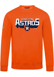 Levelwear Houston Astros Mens Orange Zane Retro 3D Long Sleeve Crew Sweatshirt