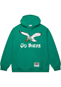 Mitchell and Ness Philadelphia Eagles Mens Kelly Green Throw It Back Go Birds Long Sleeve Hoodie