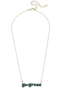 Enamel Slogan Michigan State Spartans Womens Necklace - Green