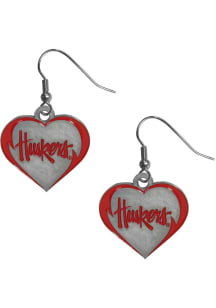 Heart Dangle Nebraska Cornhuskers Womens Earrings -