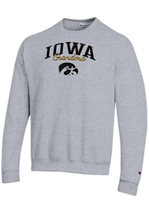 Champion Iowa Hawkeyes Mens Grey Grandma Script Powerblend Long Sleeve Crew Sweatshirt