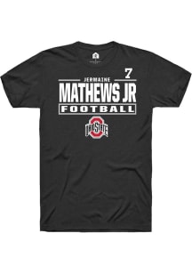 Jermaine Mathews Jr Rally Mens Black Ohio State Buckeyes NIL Stacked Box Player T Shirt