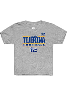 Kaemon Tijerina Pitt Panthers Youth Grey NIL Stacked Box Player Tee