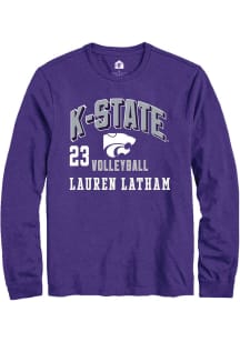 Lauren Latham Mens Purple K-State Wildcats NIL Arch Logo Long Sleeve Player T Shirt
