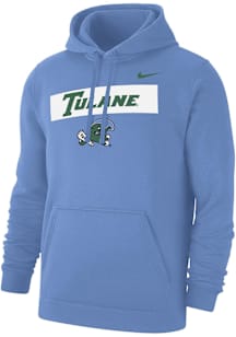 Nike Tulane Green Wave Mens Blue Football Club Fleece Long Sleeve Hoodie