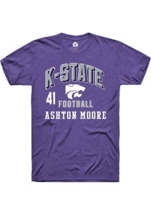 Ashton Moore Rally Mens Purple K-State Wildcats NIL Arch Logo Player T Shirt