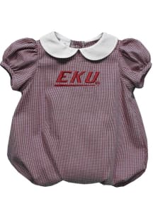 Vive La Fete Eastern Kentucky Colonels Baby Maroon Gingham Collar Short Sleeve One Piece