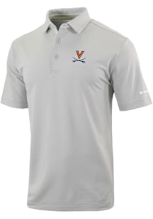 Columbia Virginia Cavaliers Mens Grey Heat Seal Even Lie Short Sleeve Polo