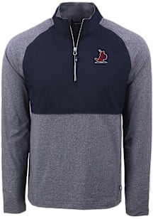 Cutter and Buck St Louis Cardinals Mens Navy Blue Cooperstown  Adapt Eco Hybrid Long Sleeve Qtr Zi..