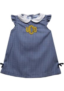 Vive La Fete Central Oklahoma Bronchos Toddler Girls Blue Gingham Short Sleeve Dress