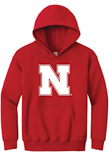 Summit Sportswear Nebraska Cornhuskers Youth Red Primary Team Logo Long Sleeve Hoodie