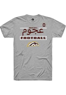 Mustafi Al-Gawari Western Michigan Broncos Grey Football NIL Stacked Box Short Sleeve Player T Shi..