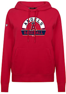 Levelwear Los Angeles Angels Womens Red Adorn Banner Arch Hooded Sweatshirt