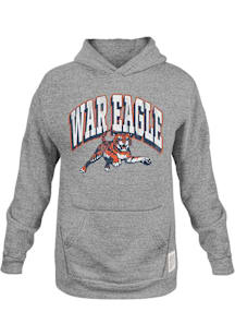 Original Retro Brand Auburn Tigers Youth Grey War Eagle Arch Mascot Long Sleeve Hoodie
