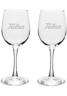 White Tulsa Golden Hurricane Hand Etched 12oz Set Wine Glass